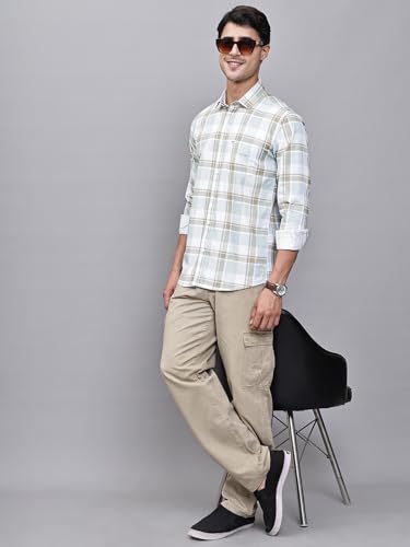 Image of Majestic Man Comfort Slim Fit Pure Cotton Checked Casual Shirt