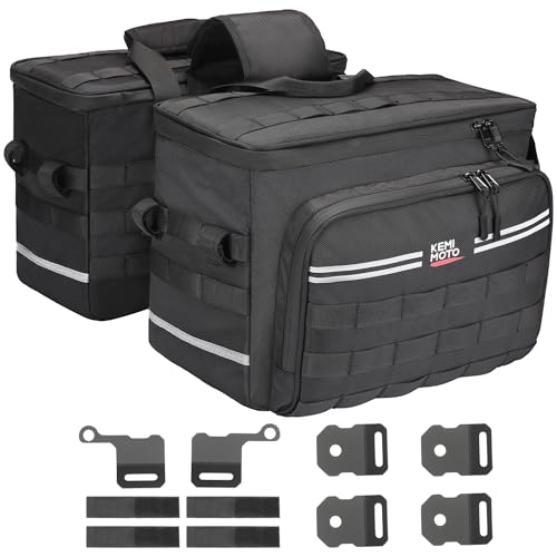 Sacoches de selle de moto 30L noires avec supports haute résistance