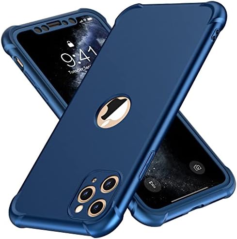 ORETECH Designed for iPhone 11 Pro Case, with[2x Tempered Glass Screen Protector] Full body Shockproof Heavy Duty Protection Ultra Thin Hard PC Silicone TPU Bumper Cover for iPhone 11 pro-Black