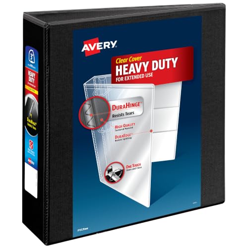 Image of Avery Heavy-Duty View 3 Ring Binder, 3 inch EZD Rings, 1 Black Binder