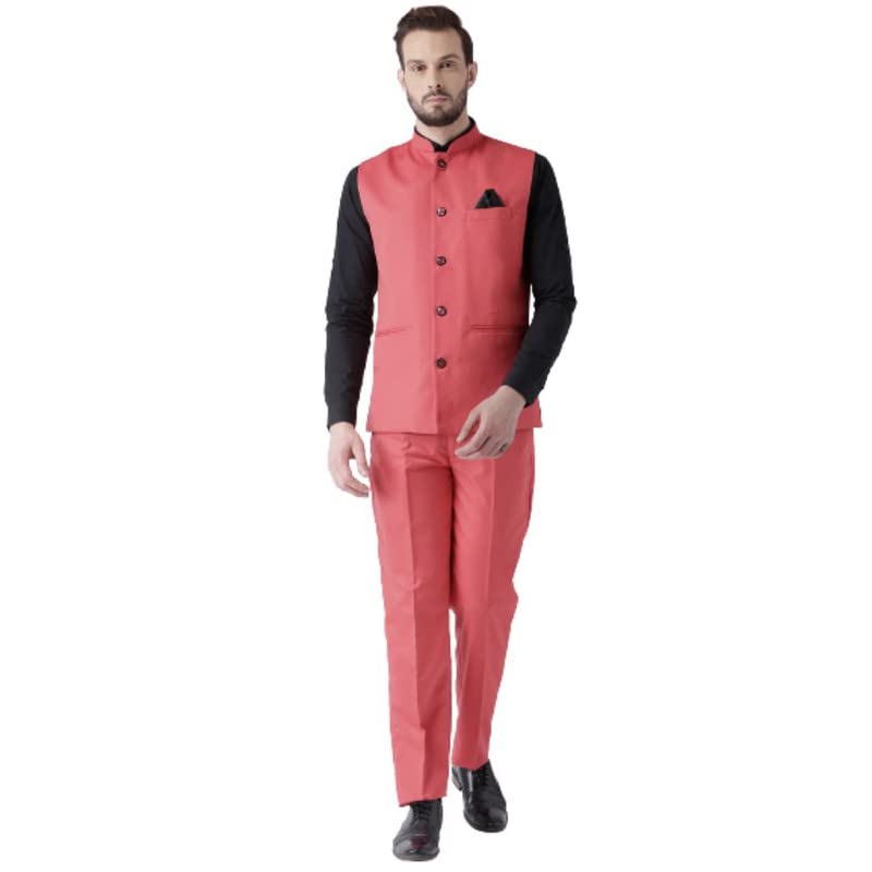 Image of hangup Men's Synthetic Notch Lapel Suit (2BasketTR Cherry 40 red