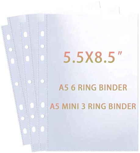40 Pack 80 Pockets 5.5x8.5” Sheet Protector Sleeves for 6 Ring A5 Binder, A5 Mini 3 Ring Binder, Ultra-Clear Playbill Holder Sleeves, Double-Sided, Top Loading Sheet Protector for  image 5