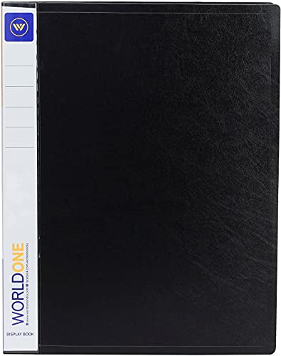 WORLDONE Display Book File Folder with 60 Pockets Plastic File Display Presentation Book, FC Size, Color: Black, Set of : 1 WORLDONE Display Book File Folder with 60 Pockets Plastic File Display Presentation Book, FC Size, Color: Black, Set of : 1