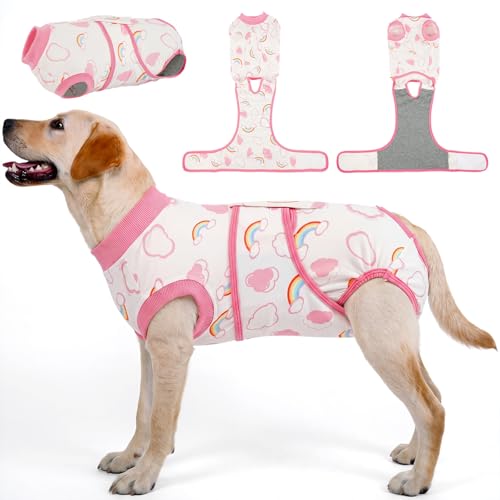 Kuoser Dog Surgery Recovery Suit, Soft Breathable Dog Recovery Suit for Female Spay Male Nueuter, Anti Licking Puppy Onesie Pet Surgical Suit for Dogs Abdominal Wounds Skin Disease, Black St