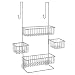 InterDesign Metalo Metal Bathroom Over the Door Shower Caddy with Storage Baskets Shelves for Shampoo, Conditioner, Soap, Loofahs, Hand Towels, 10.5" x 8.25" x 22.75", Silver