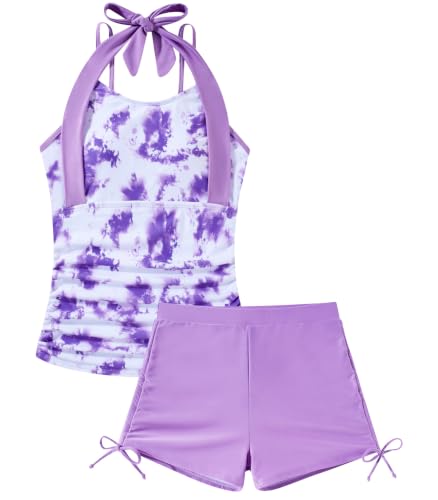 Image of Girls Tankini Swimsuit 2 Piece Halterneck Bathing Suit for Teens Size 7-16