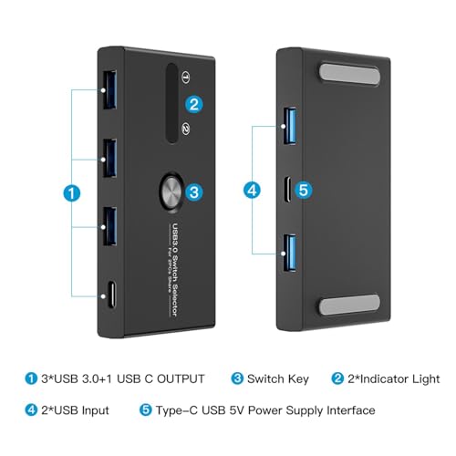 Conmutador KVM USB C de 4 puertos: comparta ratón y teclado entre dos PC sin desconectar 6