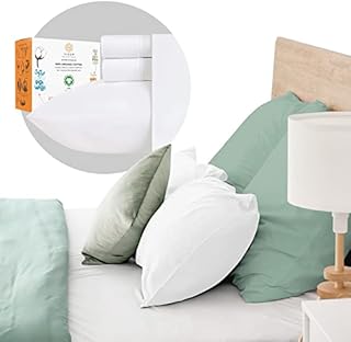 100% Organic Cotton Bed Sheet Set - Crisp and Cooling Percale Weave, Soft Breathable, Eco-Friendly, 4 Piece Bedding Set, Deep Pocket with All-Around Elastic, Sleep Mantra (Queen, Pure White)