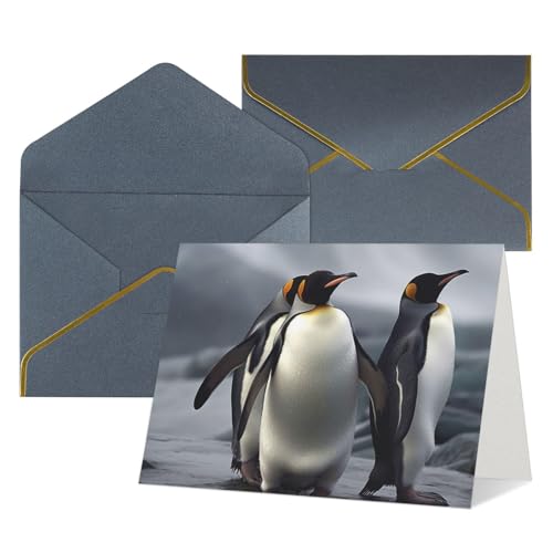 QMNSEHF 封筒付きブランクグリーティングカード Thank YouCard 面白いペンギン Happy Birthdayカード 女性用 男性用 クリスマス ハロウィン 結婚式 ブランクノート カード あらゆる機会のグリーティングカード 4x6