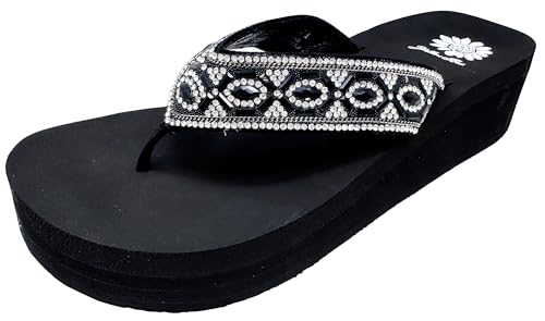 Yellow Box Women's Sarinah Wdge Sandal, Round Toe, 1.75 Inch Heel, 1 Inch Platform, Comfortable Flip-Flop