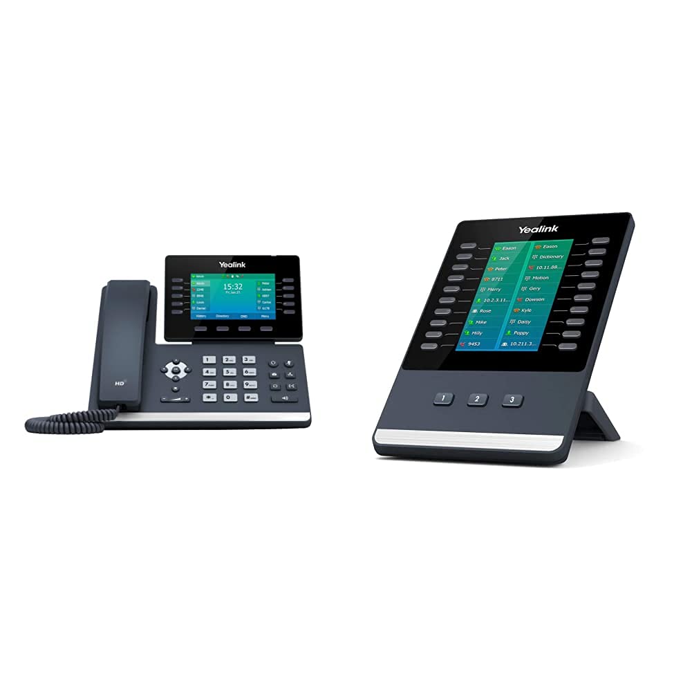 Yealink IP Telefon SIP-T54W VoIP-Telefon, schwarz & EXP50 Erweiterungsmodul schwarz