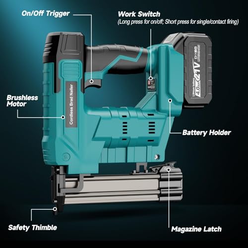 Miniatura 8 de Yofuly Clavadora Electrica De Clavos Compatible Con Makk-Ita 18v Batería, Pistola Clavos Electrica Con 1x 4000mah, Hasta 3000, 18ga Clavadora Bateria Para Tapicero De Madera, Tapizar Sin Clavos