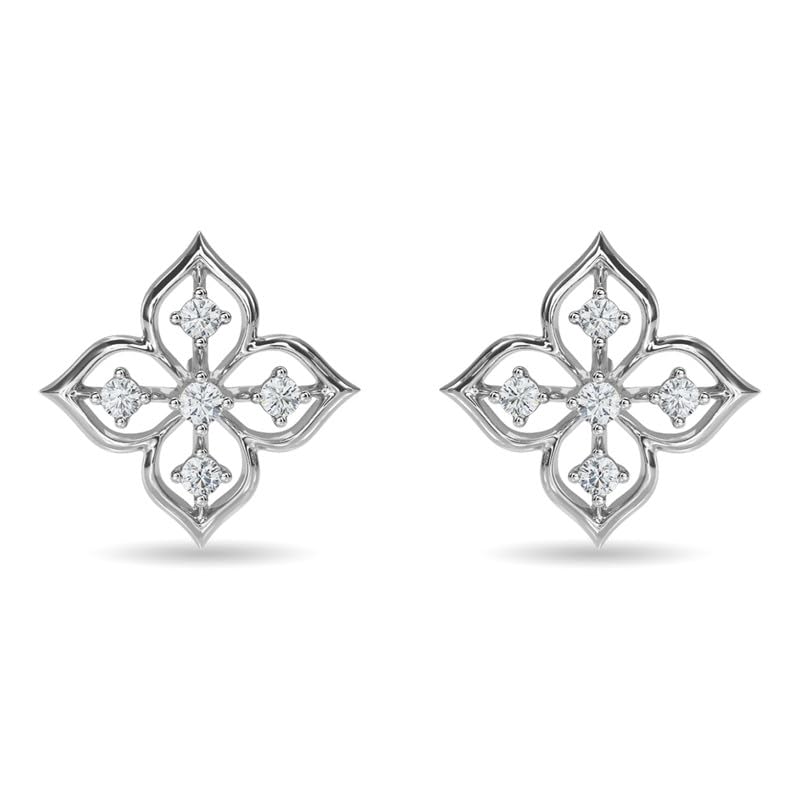 Image of KISNA JEWELS 14KT|18KT BIS Hallmark Pure Gold and Diamond Studs Earrings For Women with Screw Back clouser