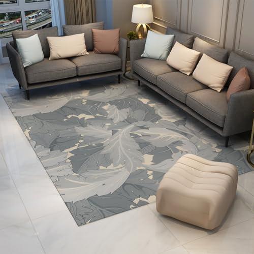 Tapis de salon floral 60x120cm lavable et antidérapant gris