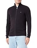 Stehkragen Tommy Hilfiger Herren DE Cotton Zip Through MW0MW32023 Pullover, Schwarz (Black), M