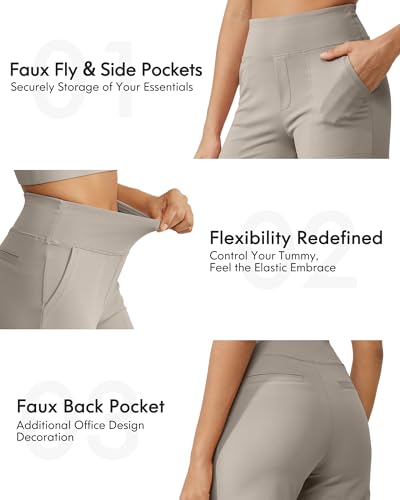 Image of G4Free Capri Pants for Women Wide Leg Yoga Dress Cropped Pants Capri Leggings with Pockets for Casual Summer