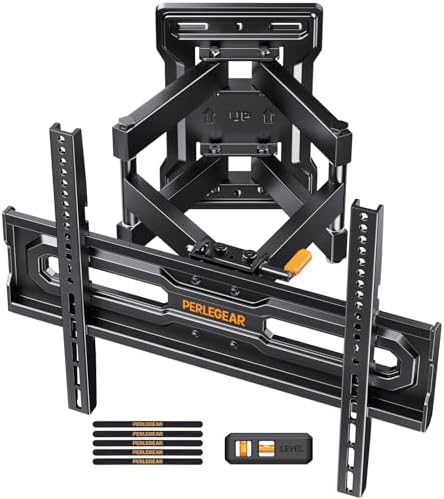 Perlegear TV Wall Bracket for 26-65 inch TVs, Full Motion TV Wall Bracket up to 50kg with Tool-Free Tilt, Swivel Tilt Extend Wall Mount, Preassembled Mount Arms, Max VESA 400x400mm, PGMF18