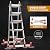 Soctone Ladder, A Frame Extension Ladder, Multi Position with Stabilizer Bar, 330 lbs Weight Rating Telescoping Ladder for Household or Outdoor Work, 17.5 Ft, Orange