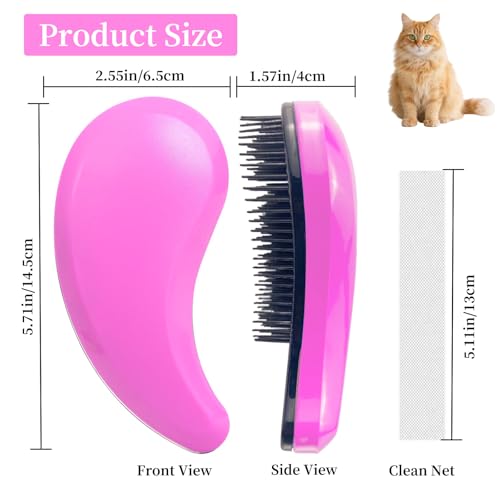 Image of Cat Brush for Shedding - Perfect Grooming Tool for Long-Haired Cats | Deshedding & Hair Remover for Indoor Pets (Pink)