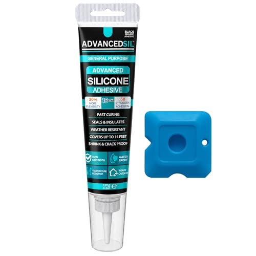 Black Silicone Sealant & Caulk Tube with Finishing Tool Weatherproof Flexible Strong Adhesion for Bathroom Roof Window and Automotive Sealing