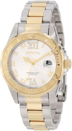 Invicta Women's 12852 Pro Diver Gold Dial Two Tone Watch with Crystal Accents�y���s�A���i�z