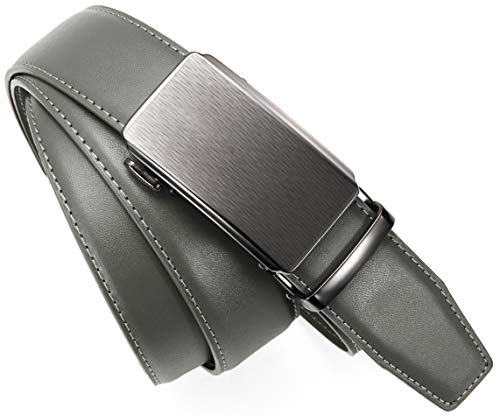 Image of Chaoren Leather Ratchet Belt 2 Pack Dress with Click Sliding Buckle 1 3 /8 inch in Gift Set Box - Adjustable Trim to Fit