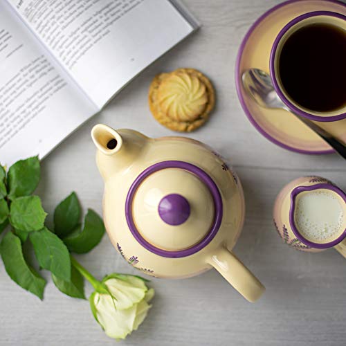 City To Cottage® Lavender Pattern Purple And Cream Handmade Ceramic Teapot For Two #TOP2