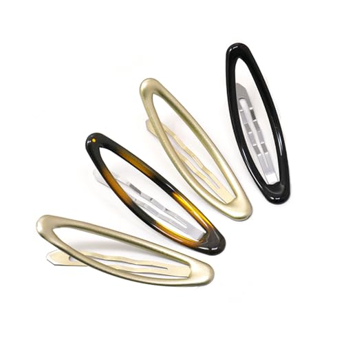 Dofash 6Pcs Ellipse Shaped(Looks Like 3D Effect) Epoxy Snap Hair Clips Hair Grips Metal Hair Clips 8Cm/3.15in Hair Accessories For Women Three Color Mixed (Black/Blonde/Tortoise) - Image 4