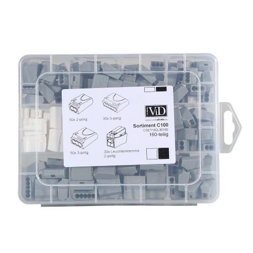 ViD® Steckklemmen-Set 160 tlg., 2-/ 3-/ 5-polige Dosenklemmen und 2-polige Leuchtenklemmen, Verbindungsklemmen-Sortiment