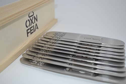 OXNFEIA® Feuerzangen 10 Stück - Feuerzangenbowle Set ideal für Glühwein & Winterzeit - Feuerzange Zuckerzange - Zange für Feuerzangenbowle rostfrei, stabil & hochwertig aus Edelstahl, mit Holzbox