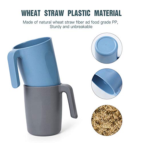 Shopwithgreen 15 Oz Wheat Straw Cup With Handles, Unbreakable Drinking Glasses Stackable | Reusable Water Tumbler, Mug Set For Coffee, Wine, Camping, Bpa-Free | Dishwasher & Microwave Safe #TOP1