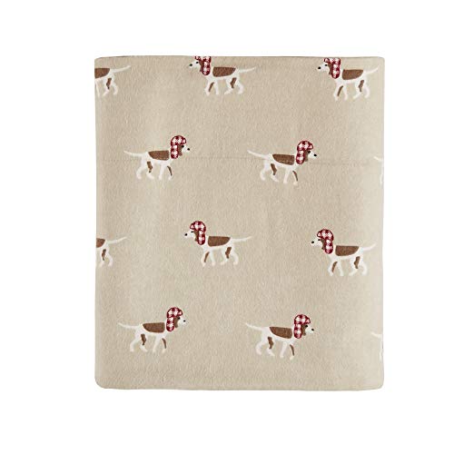Parure de lit flanelle coton Woolrich lit simple marron clair drap housse couette - 8
