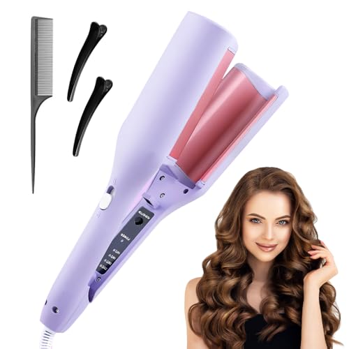 Afenau French Egg Curling Iron, 32 MM Mermaid Hair Waver, French Wave Curling Iron with 4 Gears Temperature Fast Heating, V Shaped Hair Wavers for Short Hair, Waver Curling Wand for All Hair Types