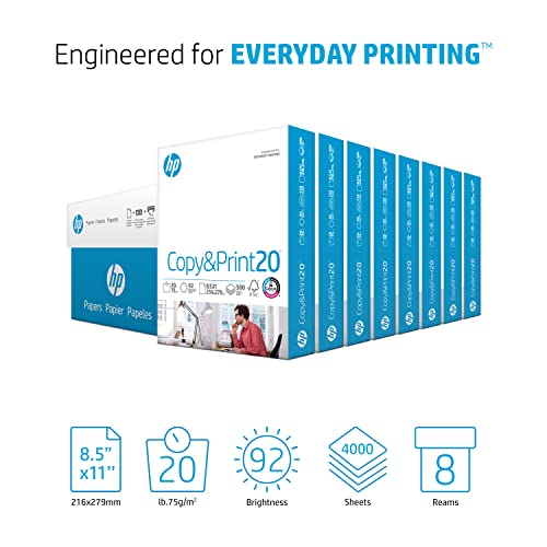 Hp Printer Paper | 8.5 X 11 Paper | Copy &Print 20 Lb | 8 Ream Case - 4,000 Sheets | 92 Bright | Made In Usa - Fsc Certified | 200170C #TOP1