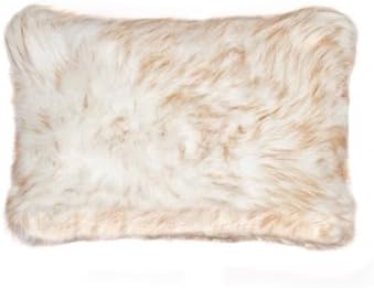 100% LUXE FAUX FUR Belton Pillow Gradient TAN 12"X20"