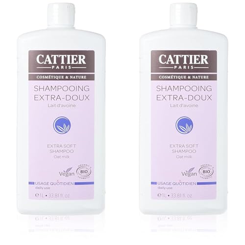 Cattier Shampooing Extra-Doux - Lait d'Avoine - Usage Quotidien - 1L (Lot de 2)