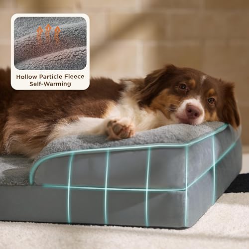 Image of Bedsure XL Self Warming Orthopedic Dog Bed for Extra Large Dogs - Washable XLarge Dog Bed Waterproof, Comfort Pet Couch with Removable Cover, Pets Sofa with Nonskid Bottom, Grey, Non-Electric