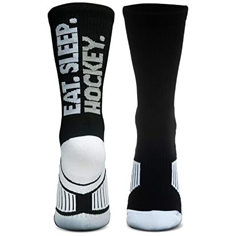 ChalkTalkSPORTS Hockey Performance Crew Socks - Eat. Sleep. Hockey. - Mid-Calf Socks - Black - Adult Cover