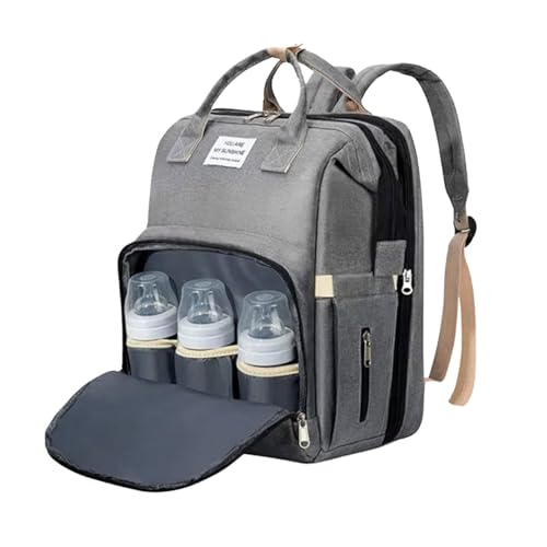 LP Baby Fusion Nappy Backpack: Integrated Cot, Changing Station, Waterproof & Insulated Compartments, gray, Mittelgroß