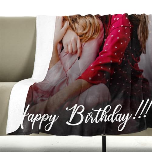 Image of inkArts Custom Blanket with Photo, Personalized Blanket, Customized Photo Blankets, Customizable Picture Blankets, Personalized Birthday Photo Gifts for Women & Men