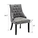 LSSBOUGHT Upholstered Tufted Fabric Dining Chairs Set of 2, Leisure Padded Dining Room Chairs with Black Solid Wooden Legs, Nailed Trim Living Room Chairs for Home Kitchen Bedroom, Grey