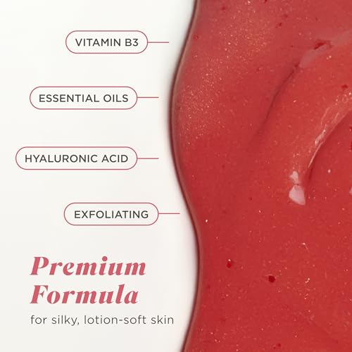 Image of Caress Tahitian Pomegranate & Coconut Milk Exfoliating Scrub Body Wash with Hyaluronic Acid & Vitamin B3 for Moisturized, Silky Soft Skin, Long-Lasting Fragrance, 20 fl oz (4 Pack)