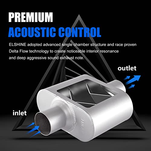Universal Exhaust Muffler With Aggressive Sound, Anti-Corrosive Muffler, Chamber Performance Mufflers For Cars, Trucks (2.5" Center In | 2.5" Center Out | Overall 13") #TOP3