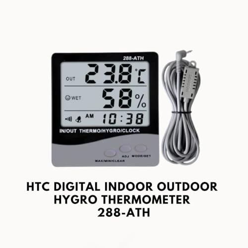 Image of LABART 288-ATH Plastic Digital Indoor Outdoor Hygro Thermometer with Clock
