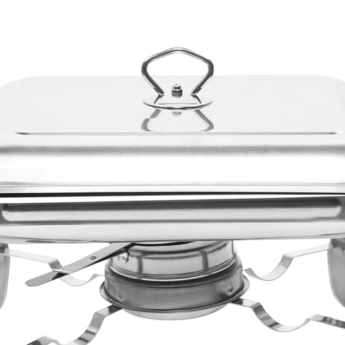 HuKaiL 6L Edelstahl Warmhaltebehälter, Speisewärmer Chafing Dish mit Ständer, Warmhaltegerät Buffetwärmer für Cafeterias, Hotel, Schulkantinen, Bankette, 26 * 21 * 26cm – Bild 6