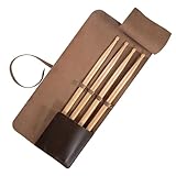 tocame ドラマー用ドラムスティックロール 紐付きドラムスティックケース ドラマー用アクセサリー フルグレインレザー ハンドメイド バーボンブラウン