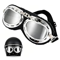 Motorradbrille Retro, Motorrad Brille Herren, Motorradbr, Motorradbrille Für Brillenträger, Crossbrille Verspiegelt, Klare Sicht Bei Motorradfahren Und Outdoor-Sport, Pilotenbrille Für ATV Bike
