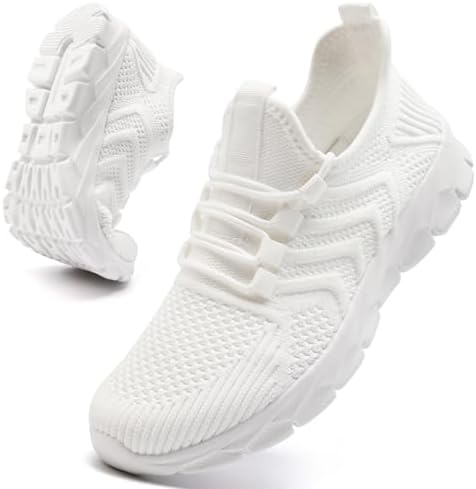 ZGPWZWL Sneakers for Women Men Tennis Running Shoe Non Slip Gym Walking Lightweight Breathable Athletic Workout Fashion Casual Shoes White Size Women 6/ Men 5