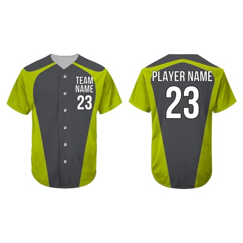 SGS SPORTS GEAR SWAG Custom Baseball Jersey, Personalized Short Sleeve & Sleeveless Jerseys with Name/Number, Uniform Set for Men, Women, Youth, and Kids, Green - Gray