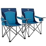 【Extra breit & Bequem】: Unsere Campingstuhl faltbar haben eine entfaltete Größe von 98 cm * 62 cm * 98 cm (L * B * H), Sitzhöhe: 48 cm und erstaunliche Sitzbreite: 62 cm. Sie sind aus langlebigem, korrosionsbeständigem 600D Polyester mit PVC-Beschichtung gefertigt, um eine langfristige Nutzung zu gewährleisten. Die Stühle sind vollständig gepolstert, für eine stabile und komfortable Sitzposition.